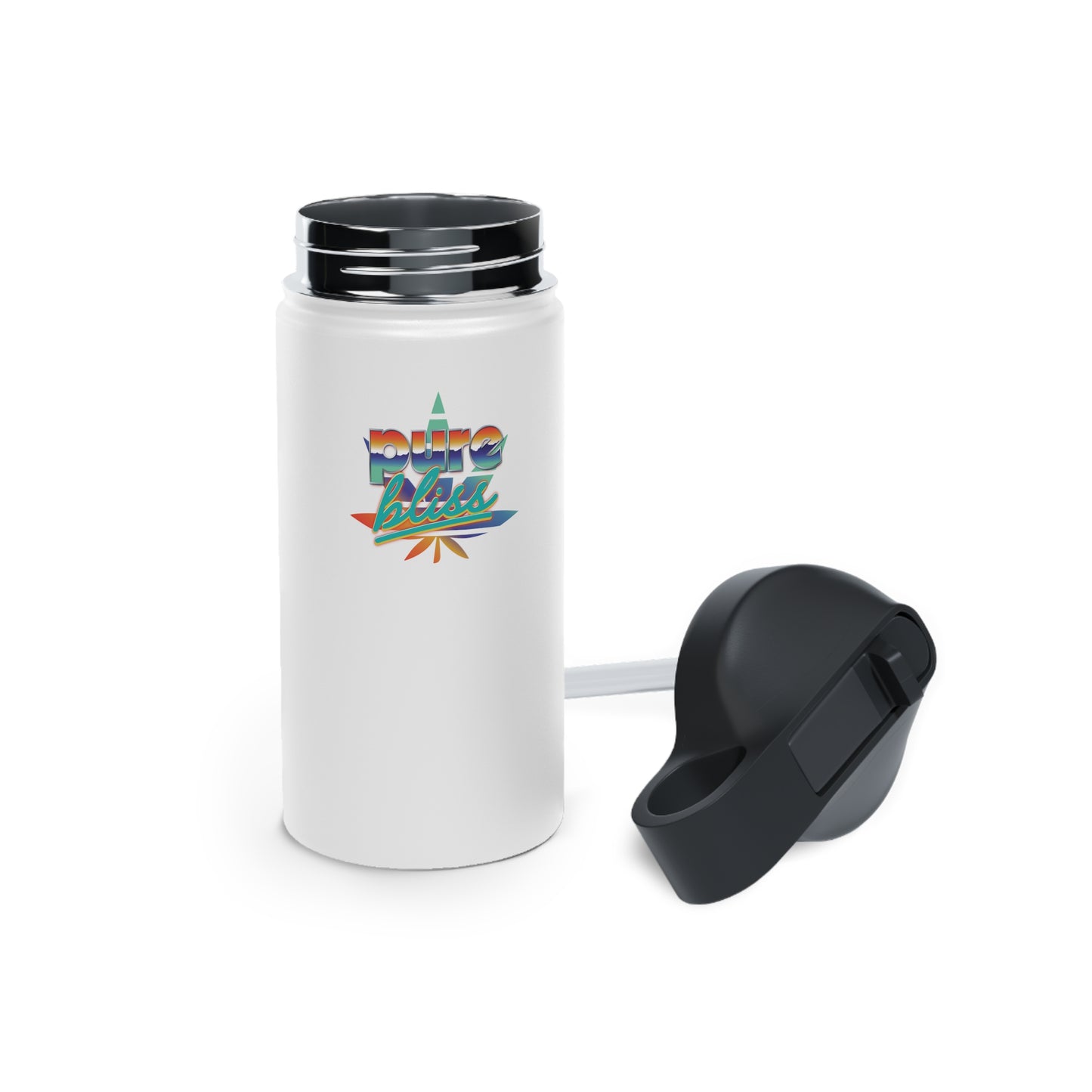 Stainless Steel Water Bottle Pure Bliss Vaporwave Logo