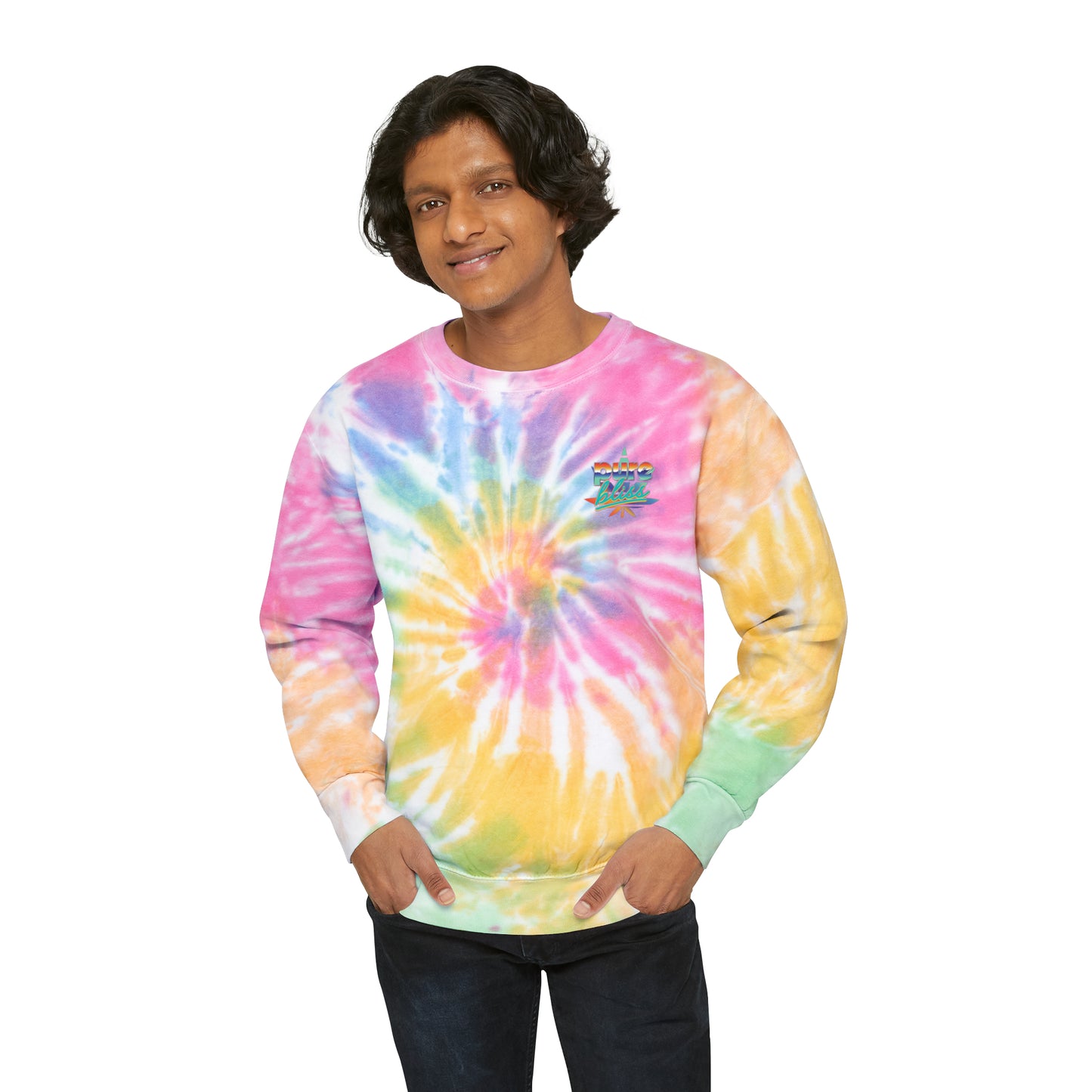 Unisex Tie-Dye Sweatshirt Pure Bliss Vaporwave Logo