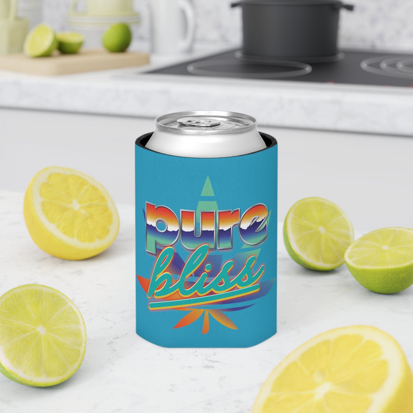 Can Cooler Pure Bliss Vaporwave Logo