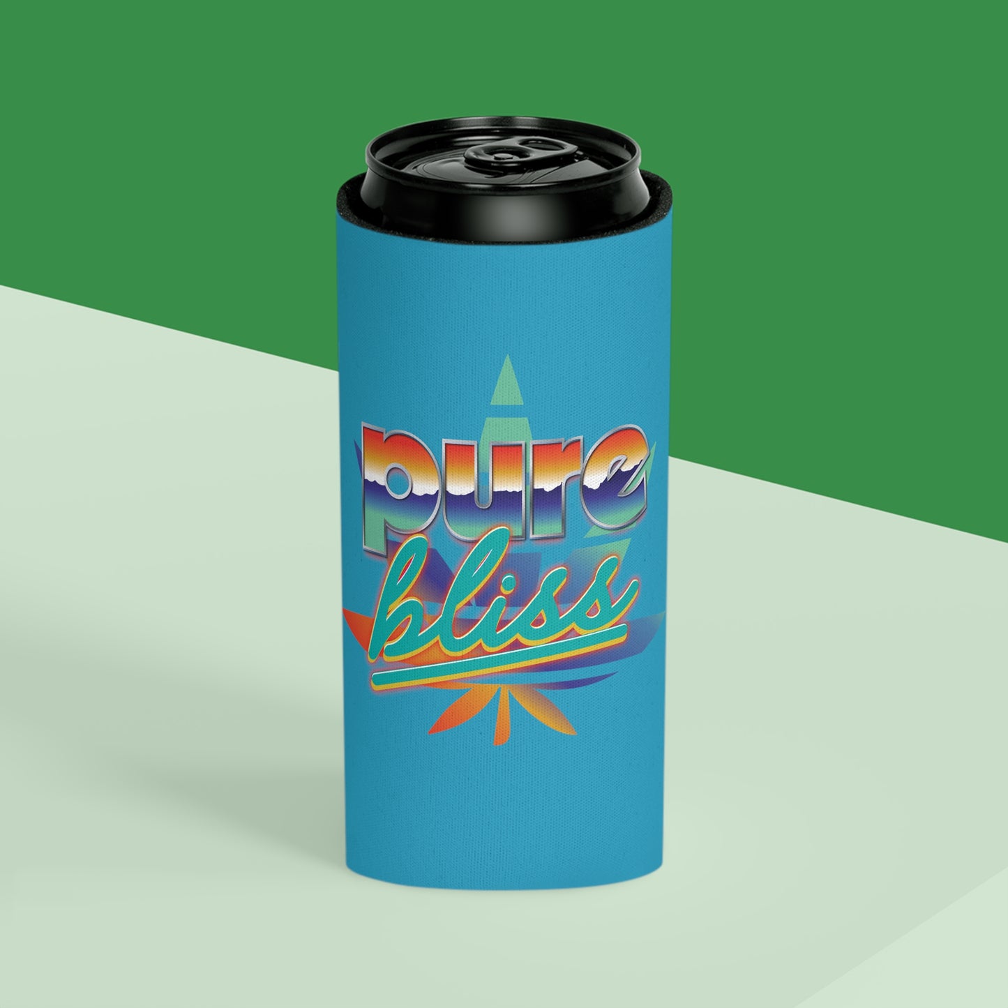 Can Cooler Pure Bliss Vaporwave Logo