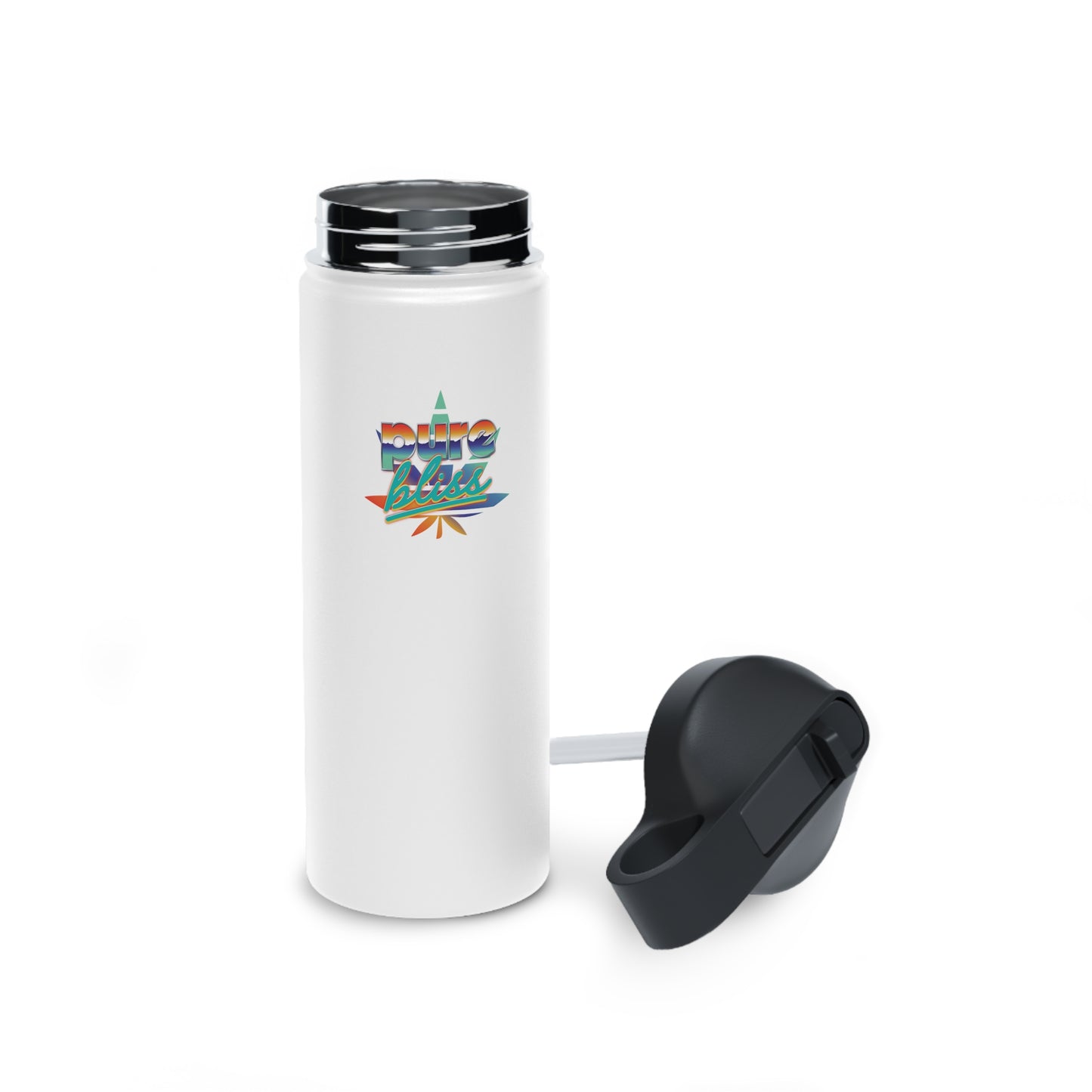 Stainless Steel Water Bottle Pure Bliss Vaporwave Logo