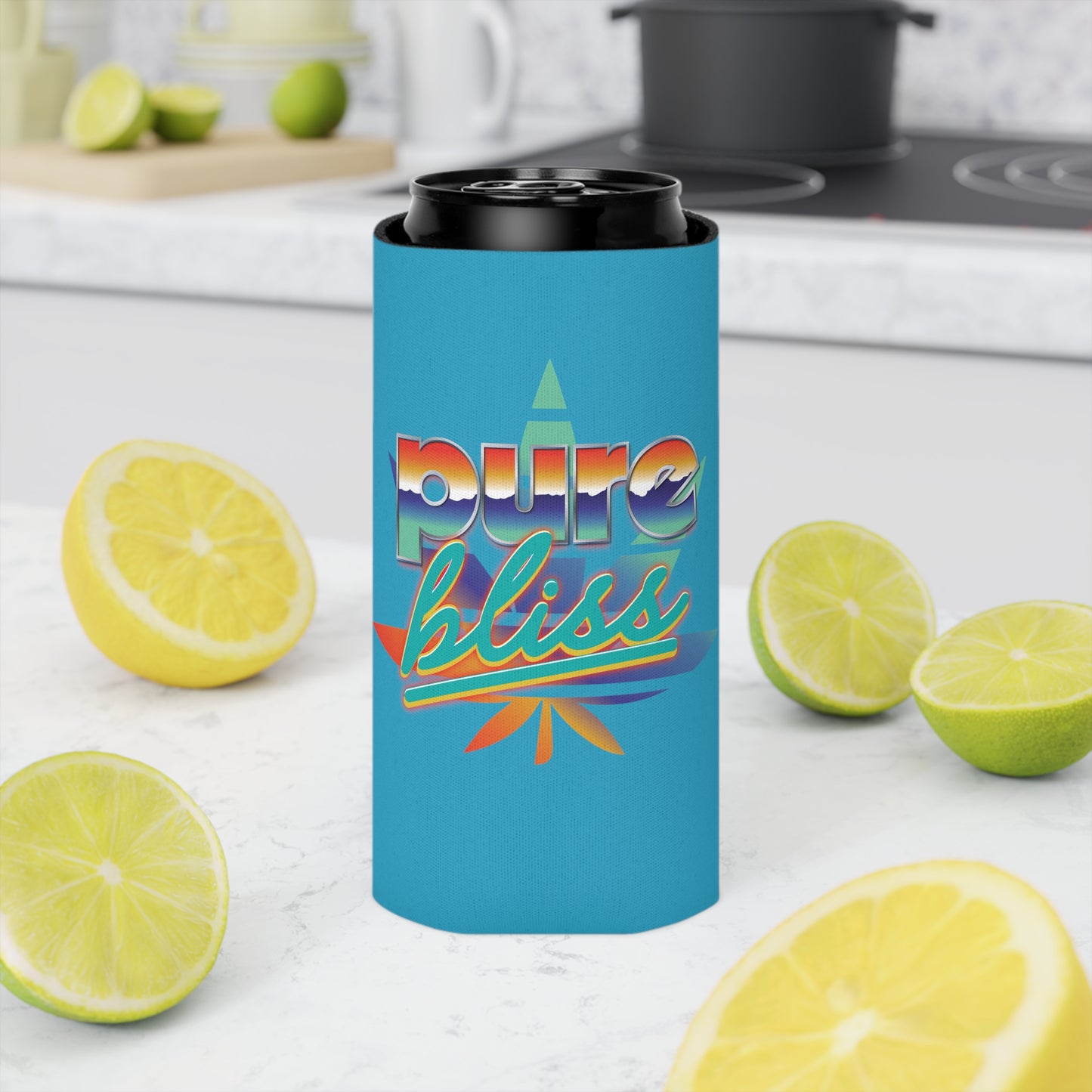 Can Cooler Pure Bliss Vaporwave Logo