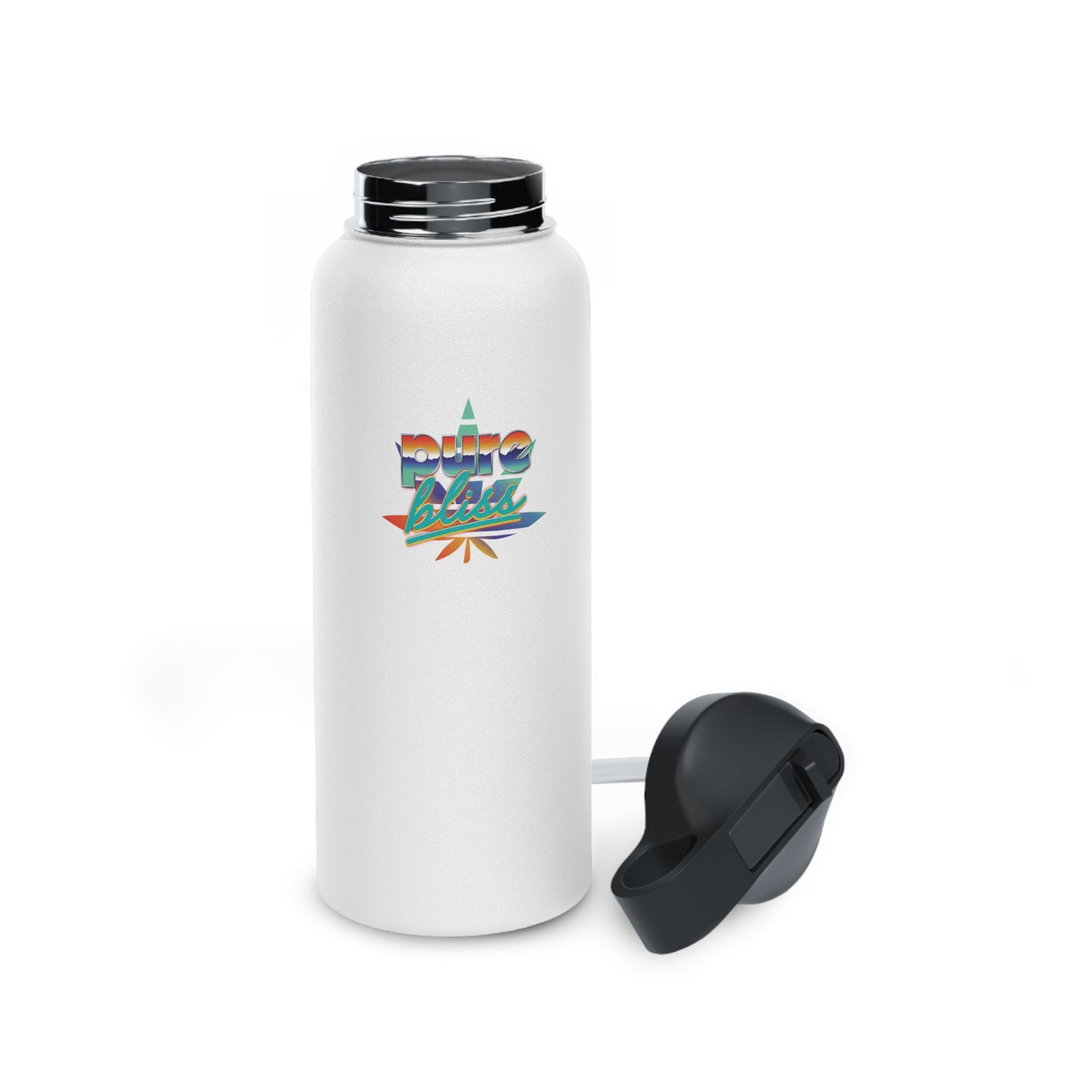 Stainless Steel Water Bottle Pure Bliss Vaporwave Logo