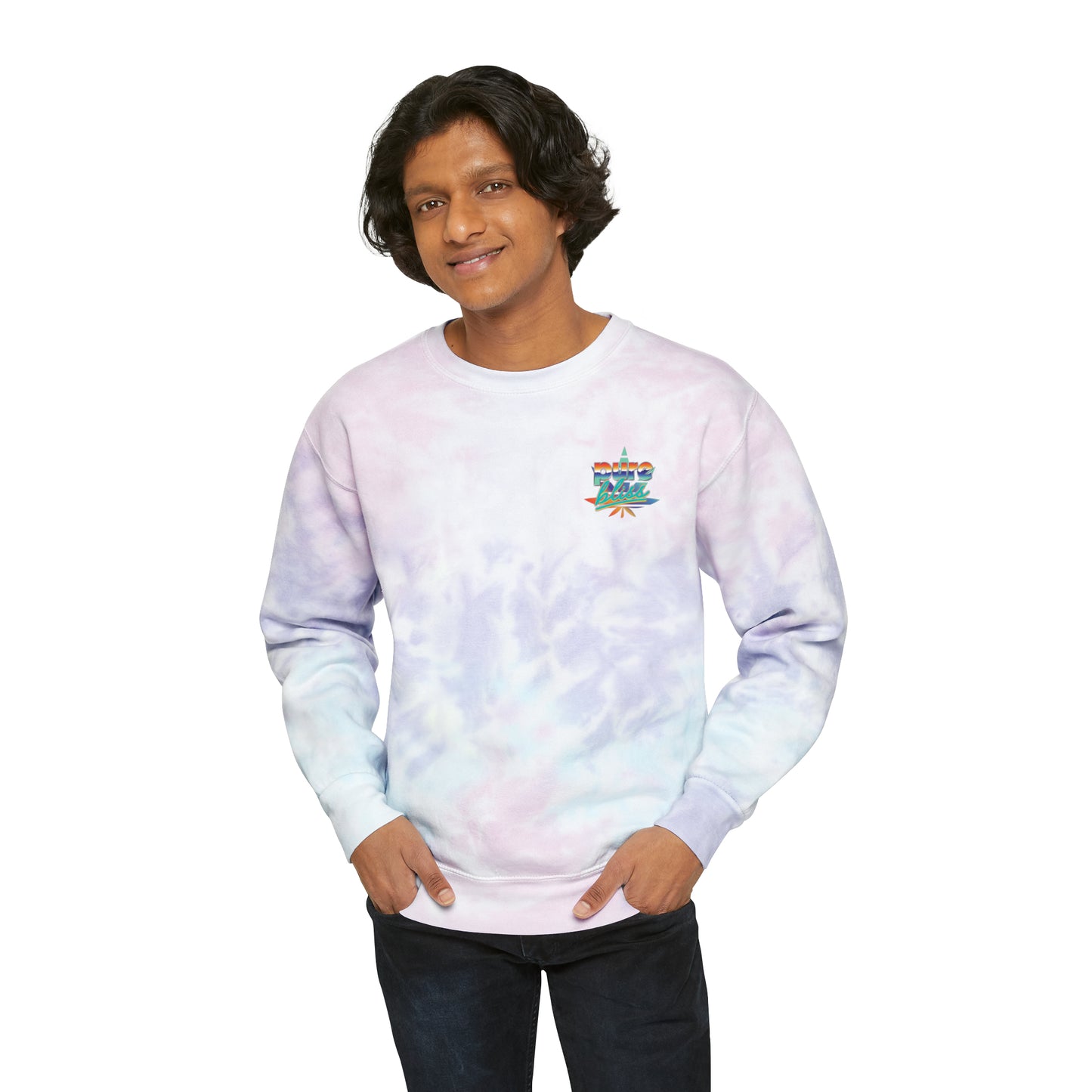 Unisex Tie-Dye Sweatshirt Pure Bliss Vaporwave Logo