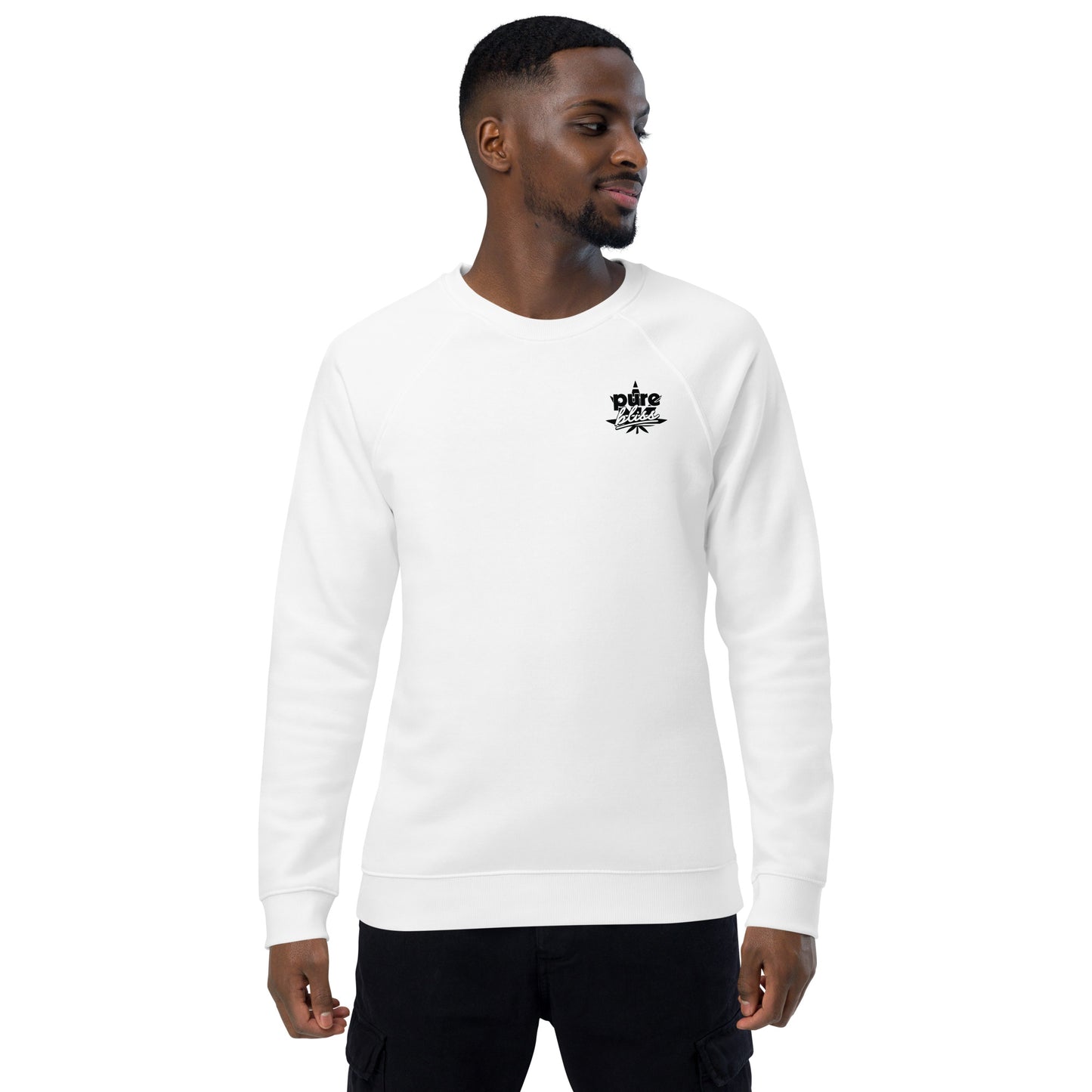 Unisex organic raglan sweatshirt Pure Bliss Monotone Logo